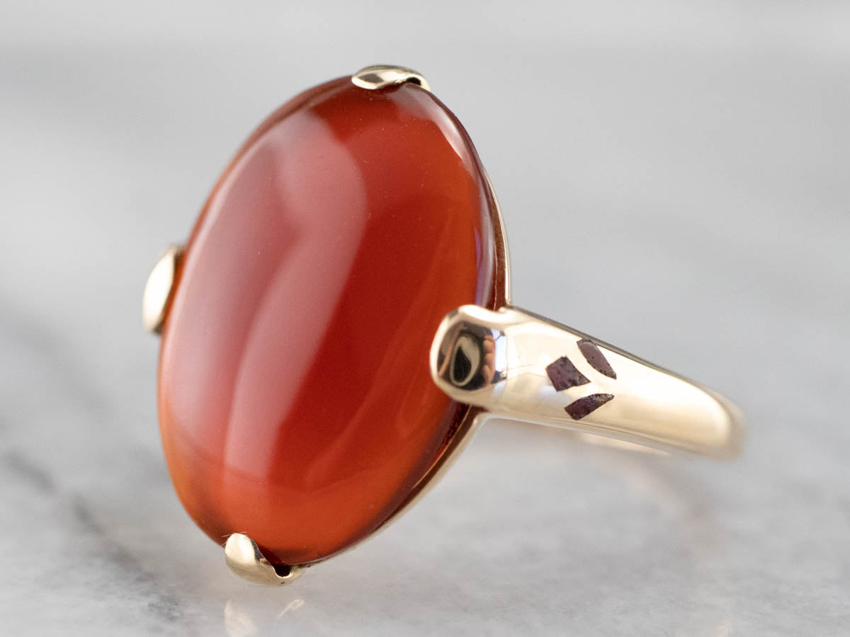 F &amp; F Felger Carnelian Ring with Floral Inlay