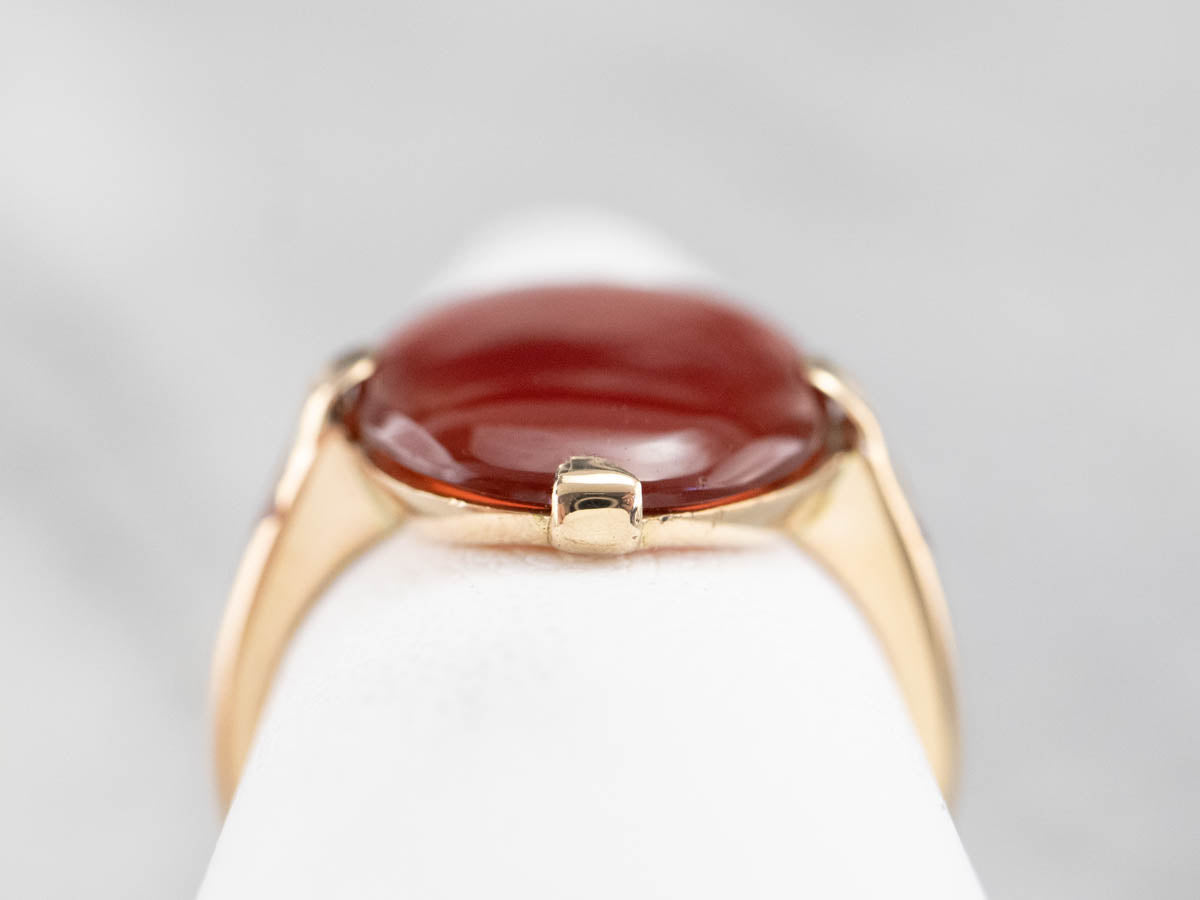 F & F Felger Carnelian Ring with Floral Inlay