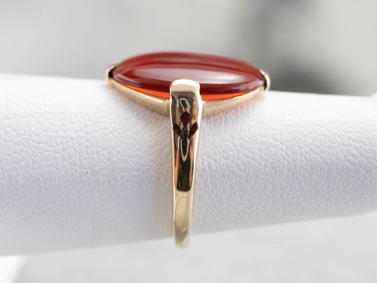 F & F Felger Carnelian Ring with Floral Inlay