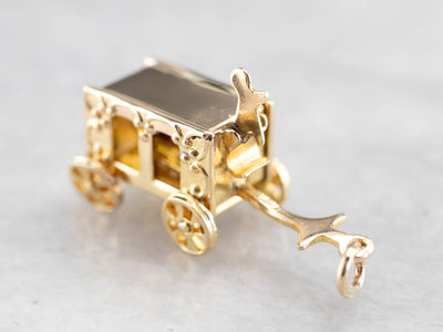 Vintage Gold Horse and Circus Wagon Charm
