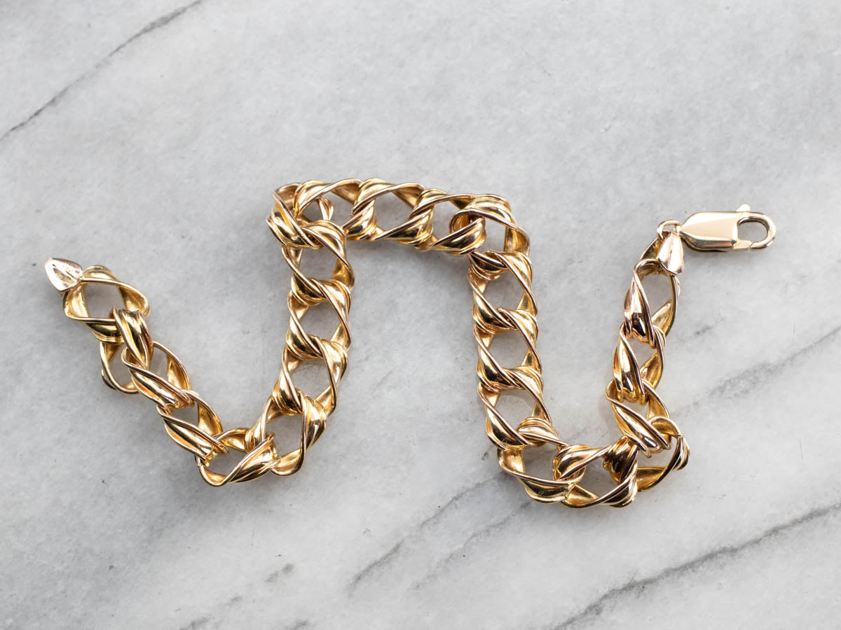 Italian Yellow Gold Twist Link Bracelet