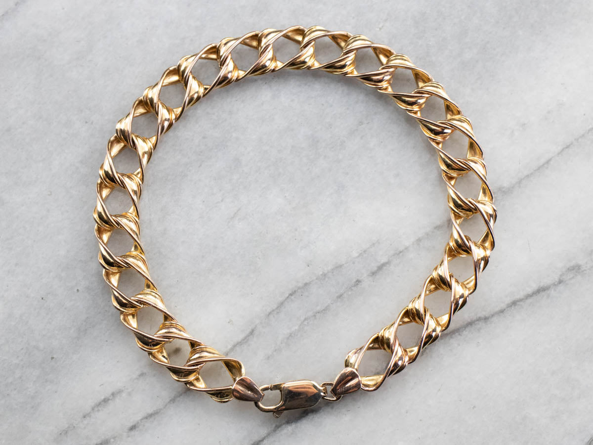Italian Yellow Gold Twist Link Bracelet