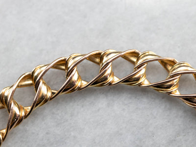 Italian Yellow Gold Twist Link Bracelet