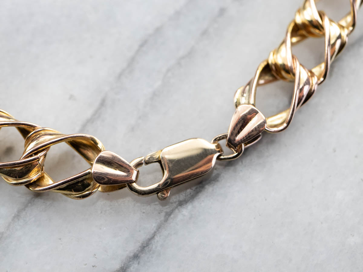 Italian Yellow Gold Twist Link Bracelet