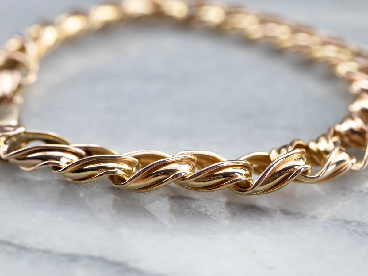 Italian Yellow Gold Twist Link Bracelet