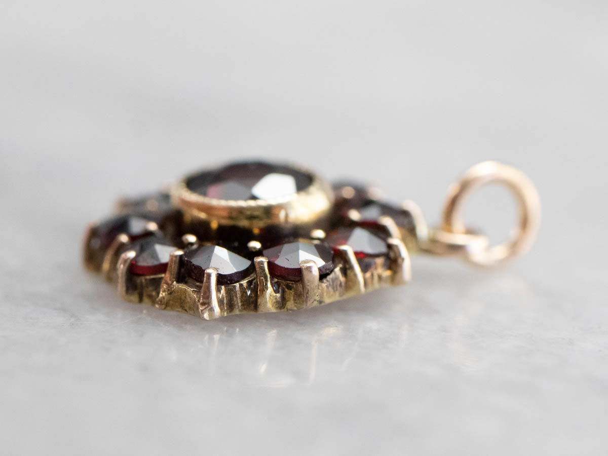 Antique Czech Garnet Halo Pendant