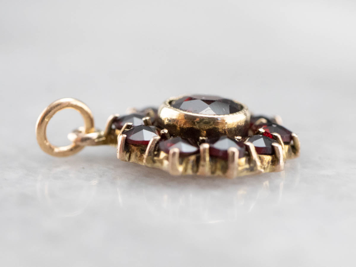 Antique Czech Garnet Halo Pendant
