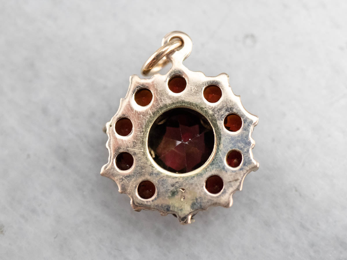 Antique Czech Garnet Halo Pendant