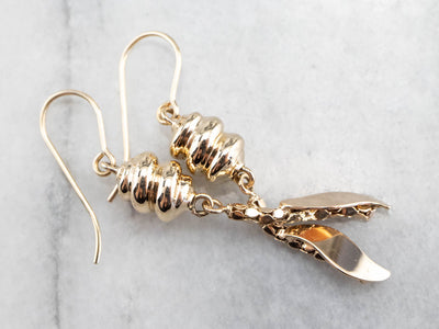 Gold Beaded Chain Drop Earrings