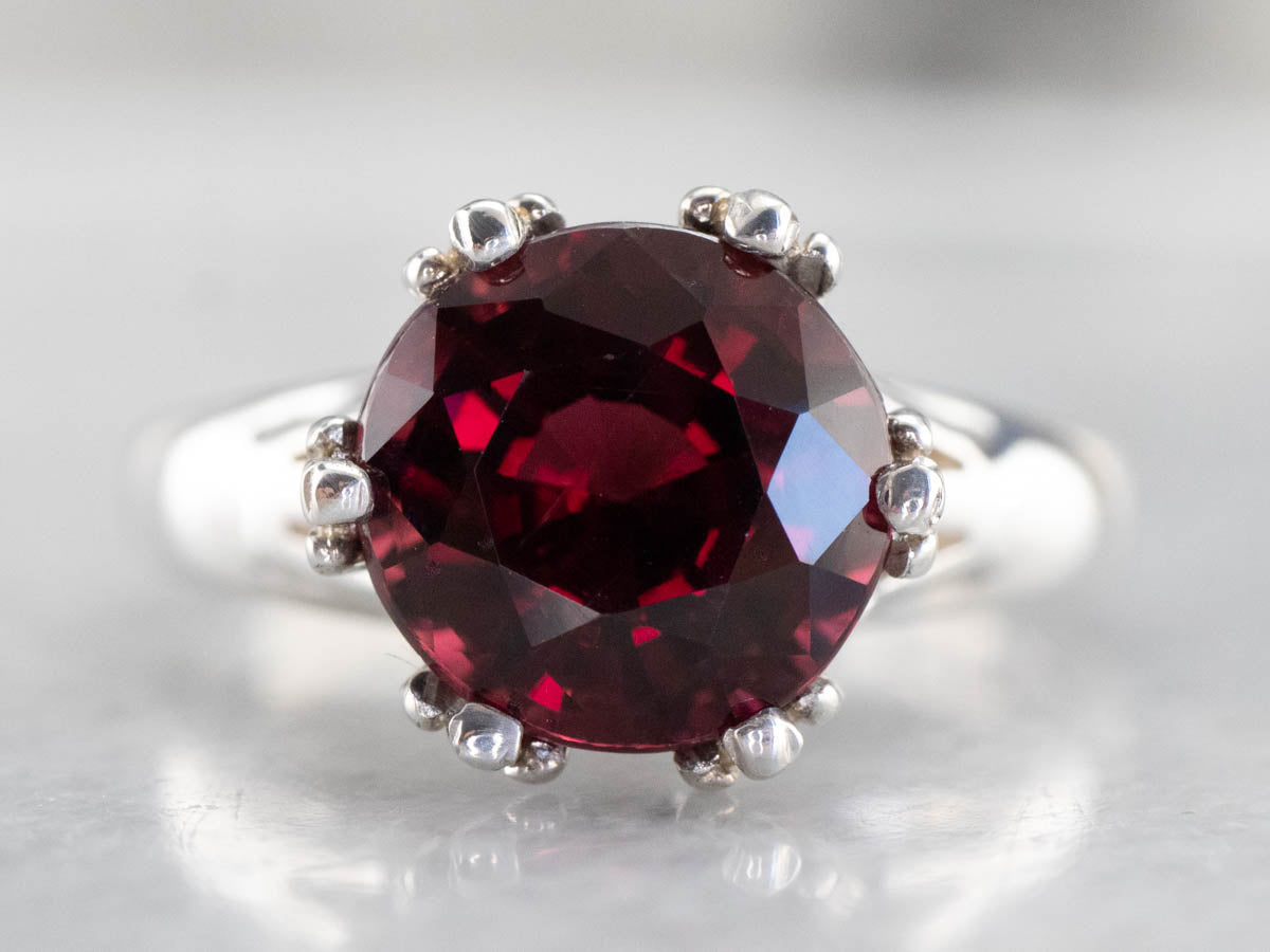 Sterling Silver Garnet Solitaire Ring
