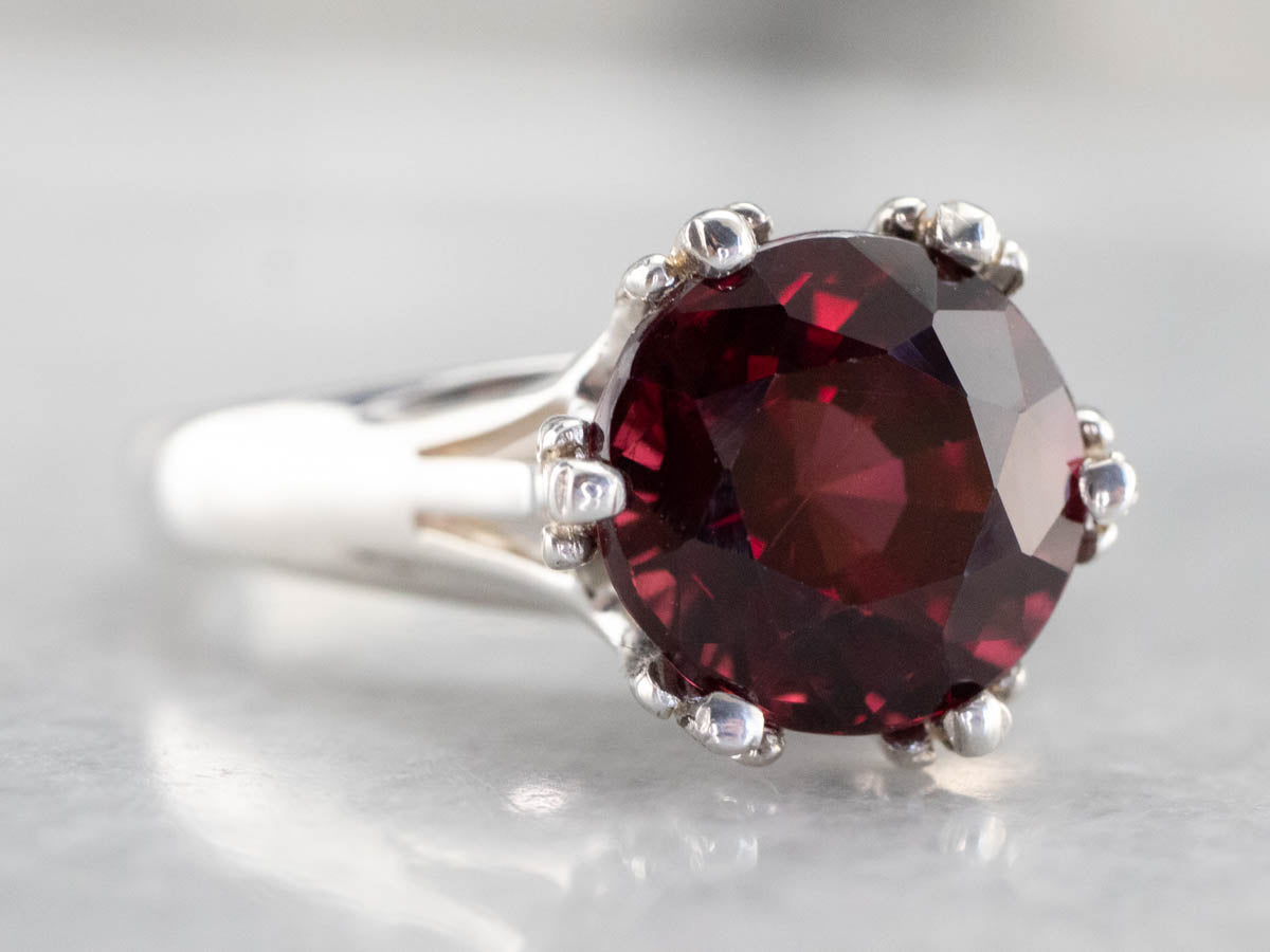 Sterling Silver Garnet Solitaire Ring