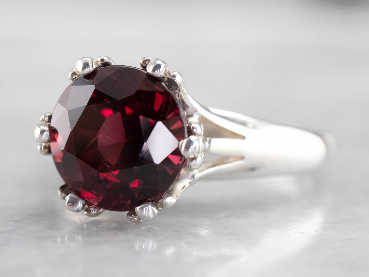 Sterling Silver Garnet Solitaire Ring