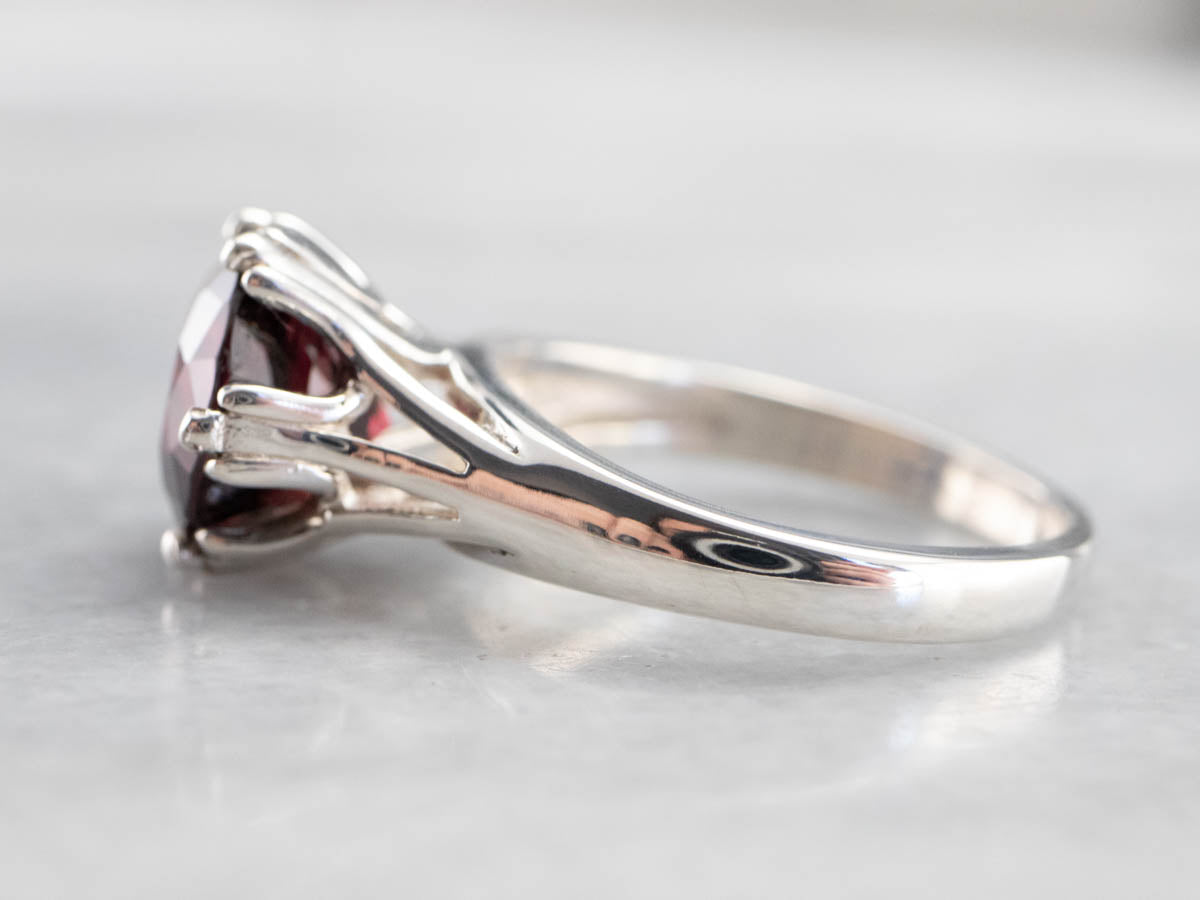 Sterling Silver Garnet Solitaire Ring