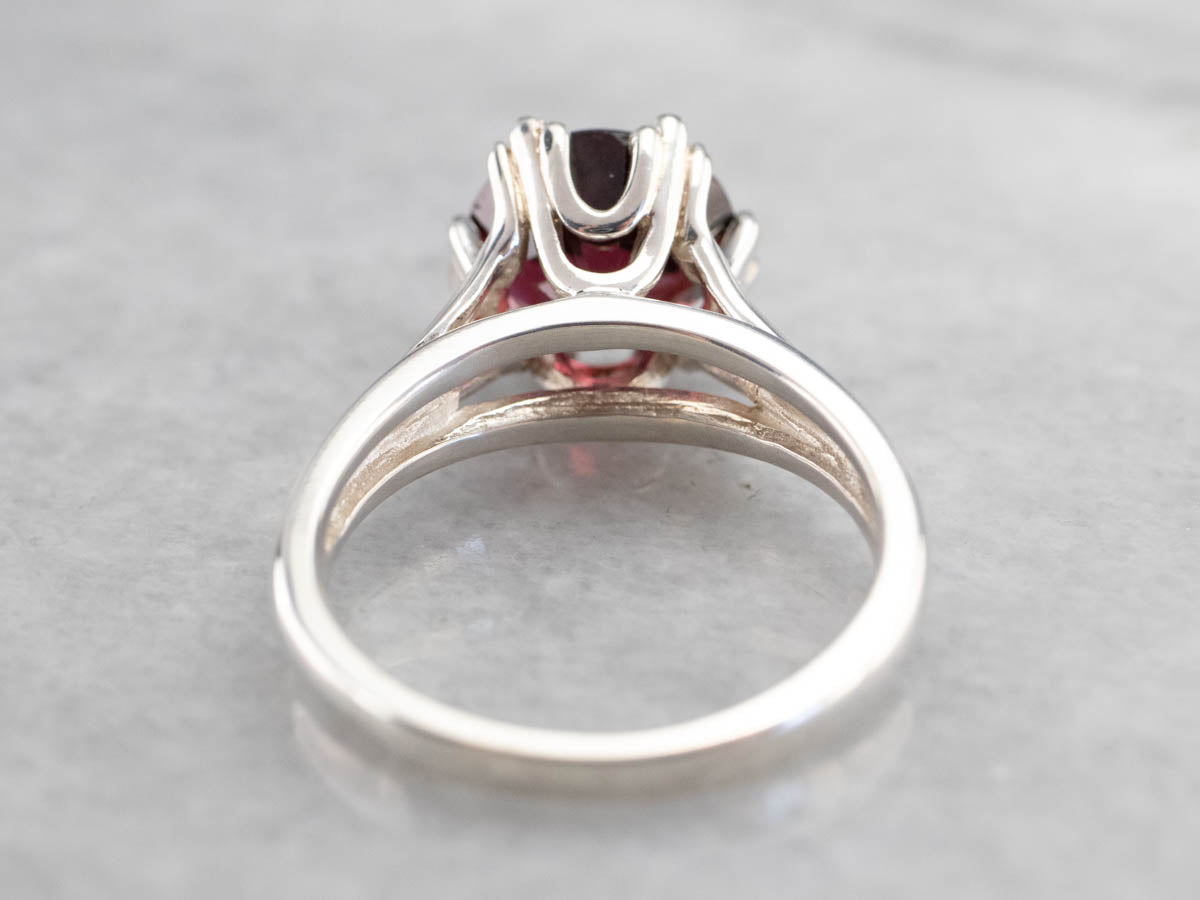 Sterling Silver Garnet Solitaire Ring