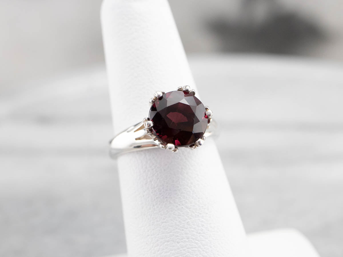 Sterling Silver Garnet Solitaire Ring