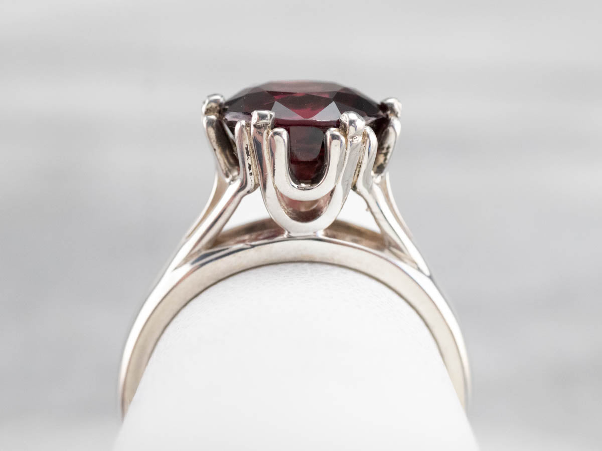 Sterling Silver Garnet Solitaire Ring