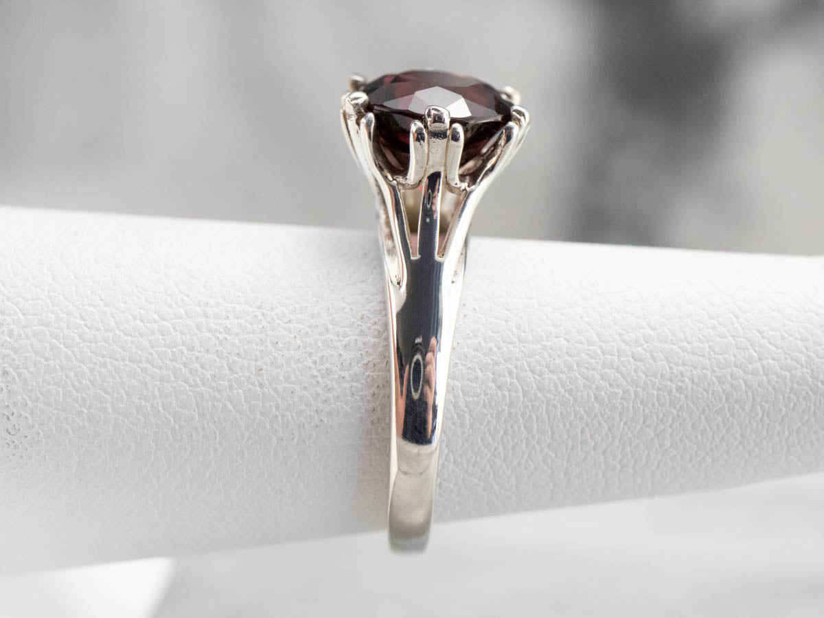 Sterling Silver Garnet Solitaire Ring