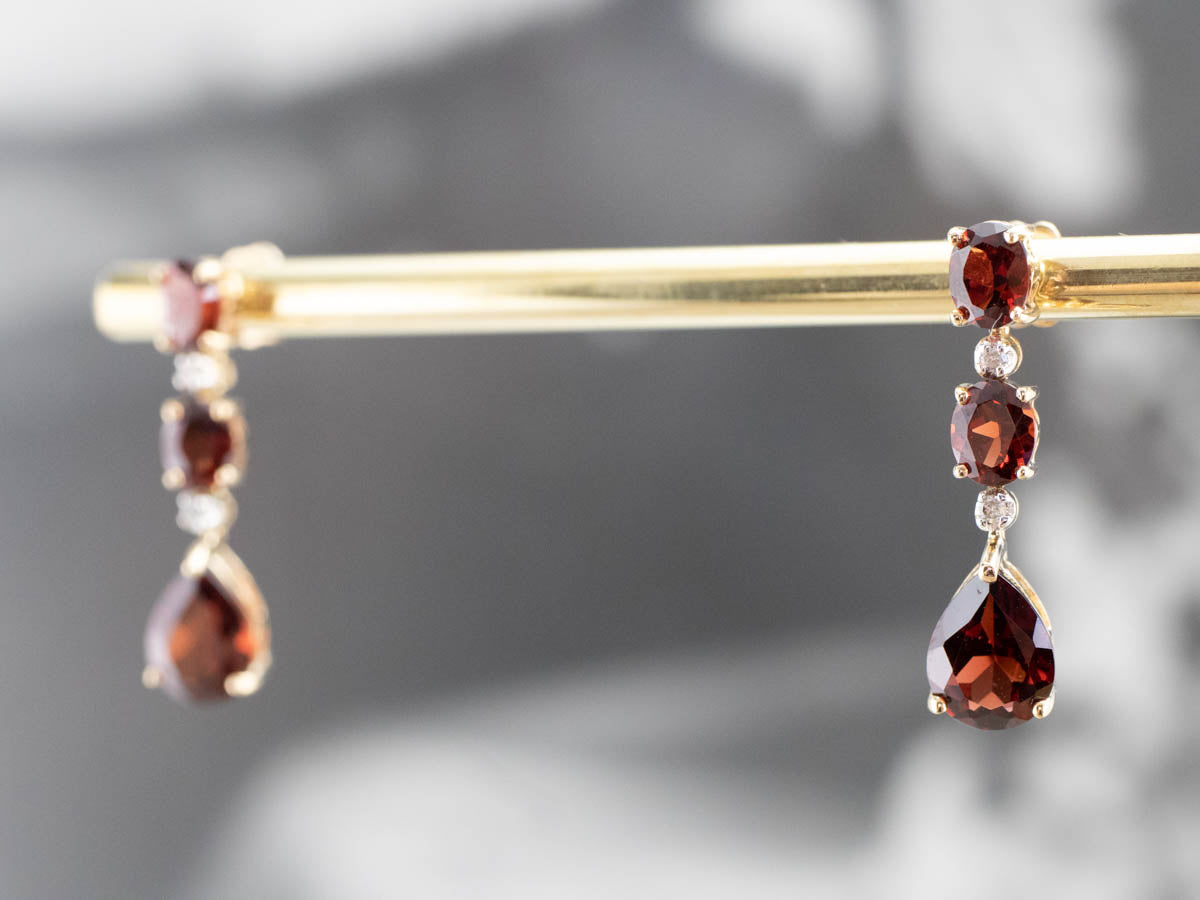Garnet and Diamond Drop Earrings