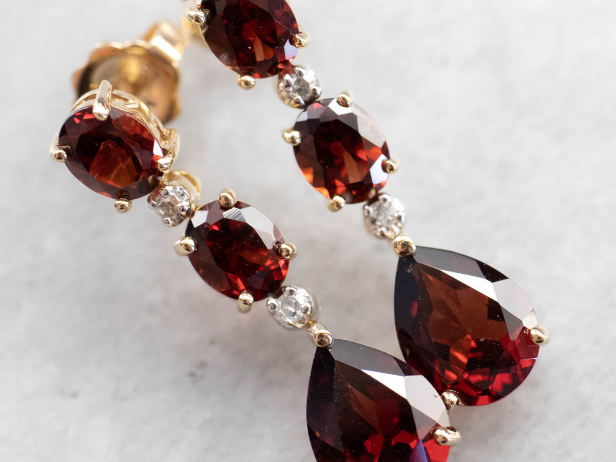 Garnet and Diamond Drop Earrings