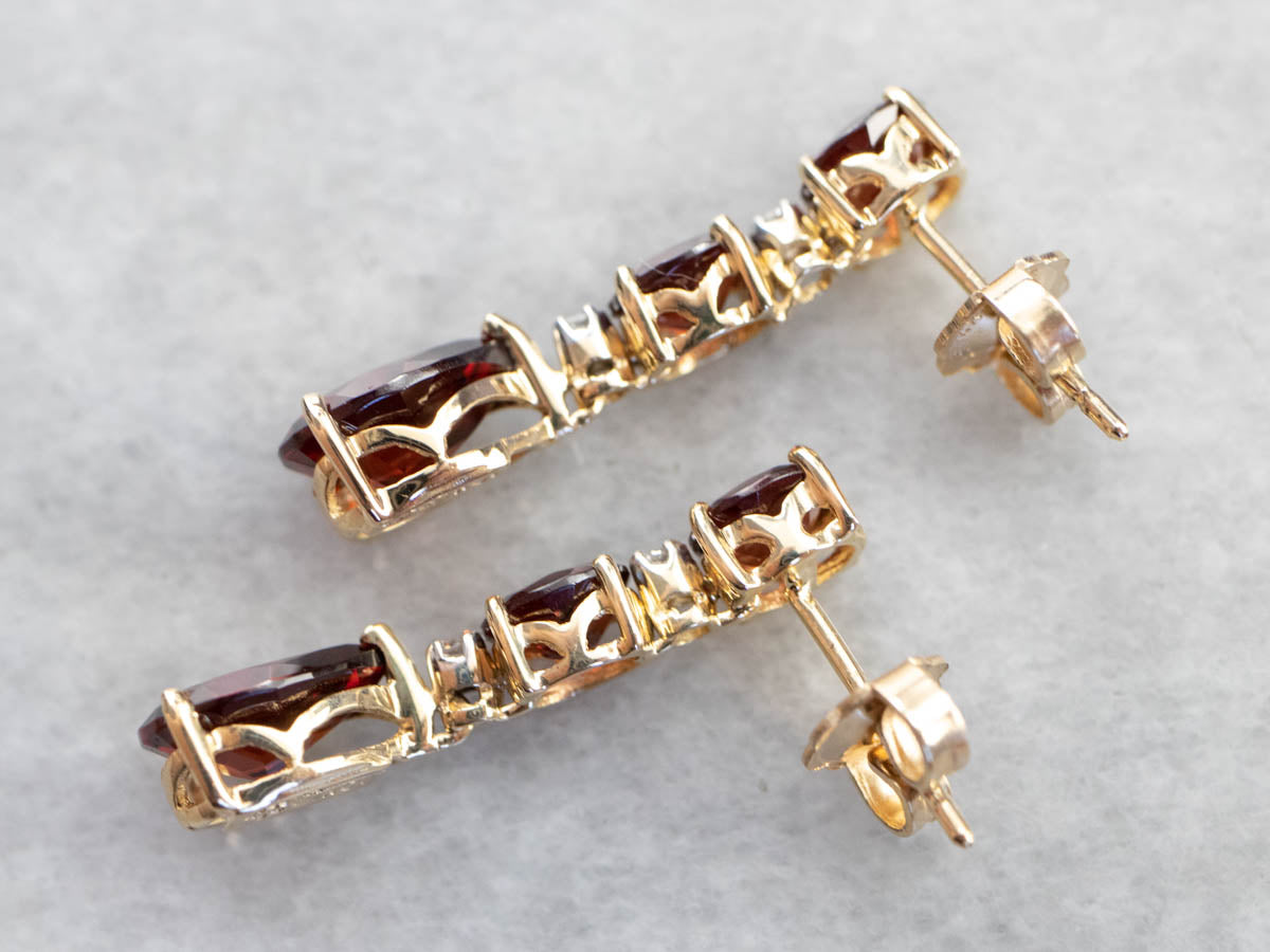 Garnet and Diamond Drop Earrings