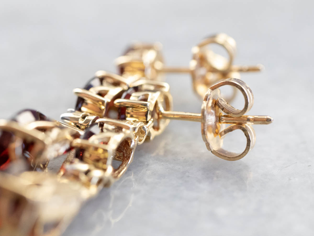 Garnet and Diamond Drop Earrings