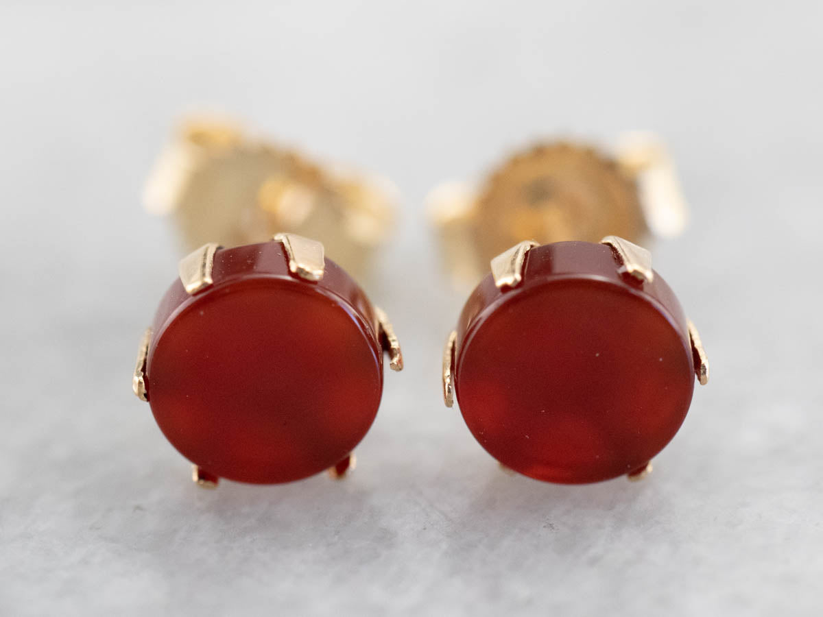 Mid Century Carnelian Stud Earrings