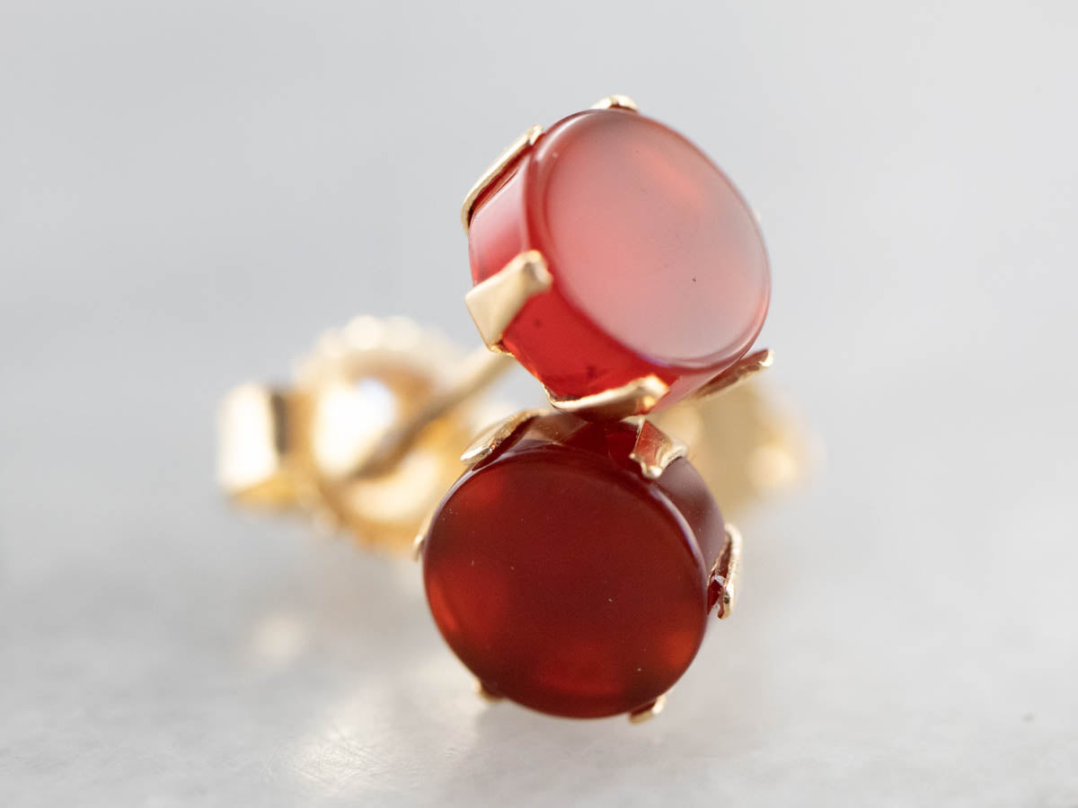 Mid Century Carnelian Stud Earrings