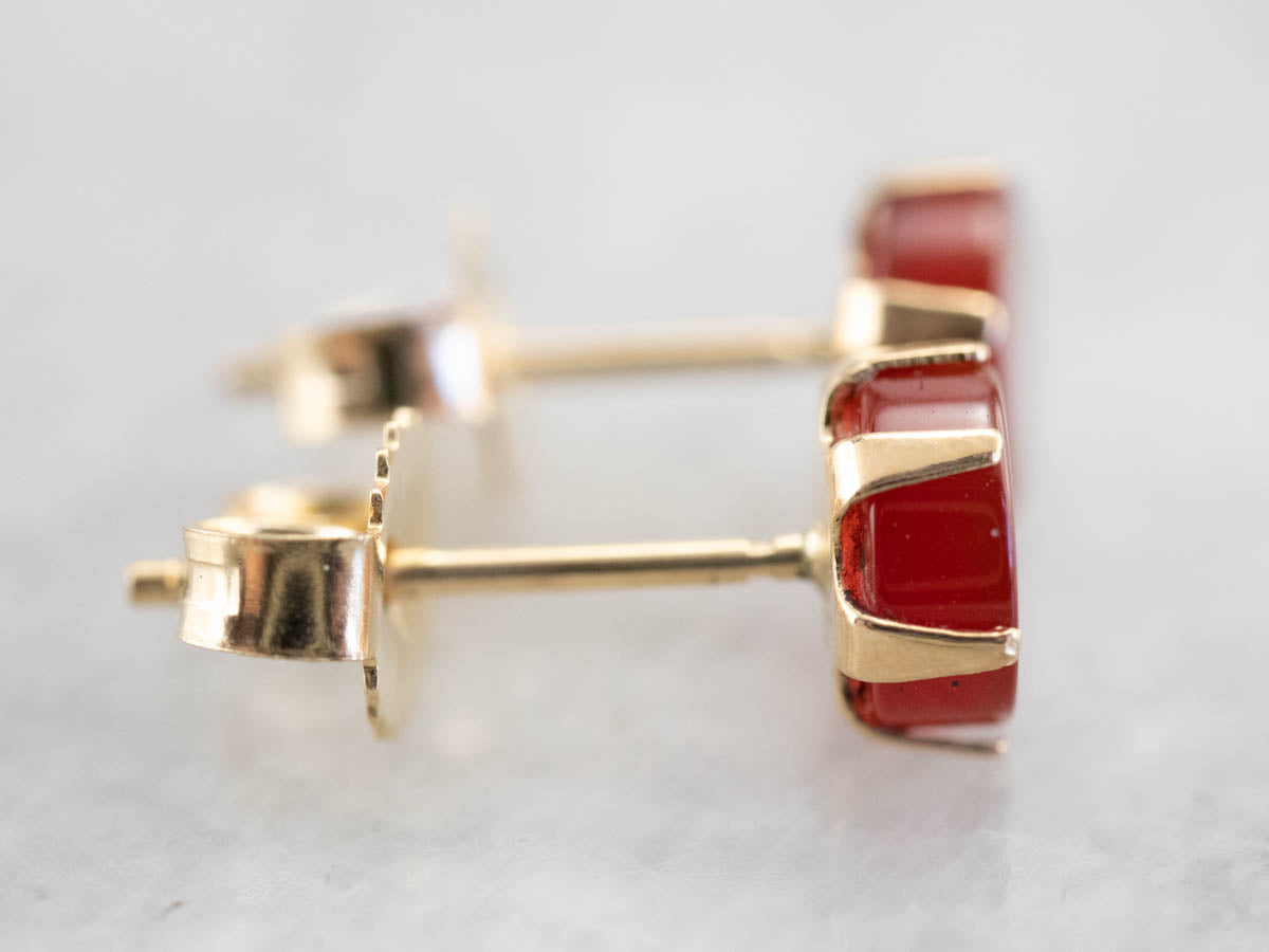 Mid Century Carnelian Stud Earrings