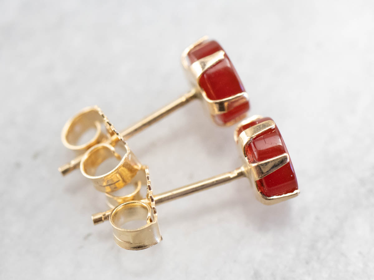 Mid Century Carnelian Stud Earrings