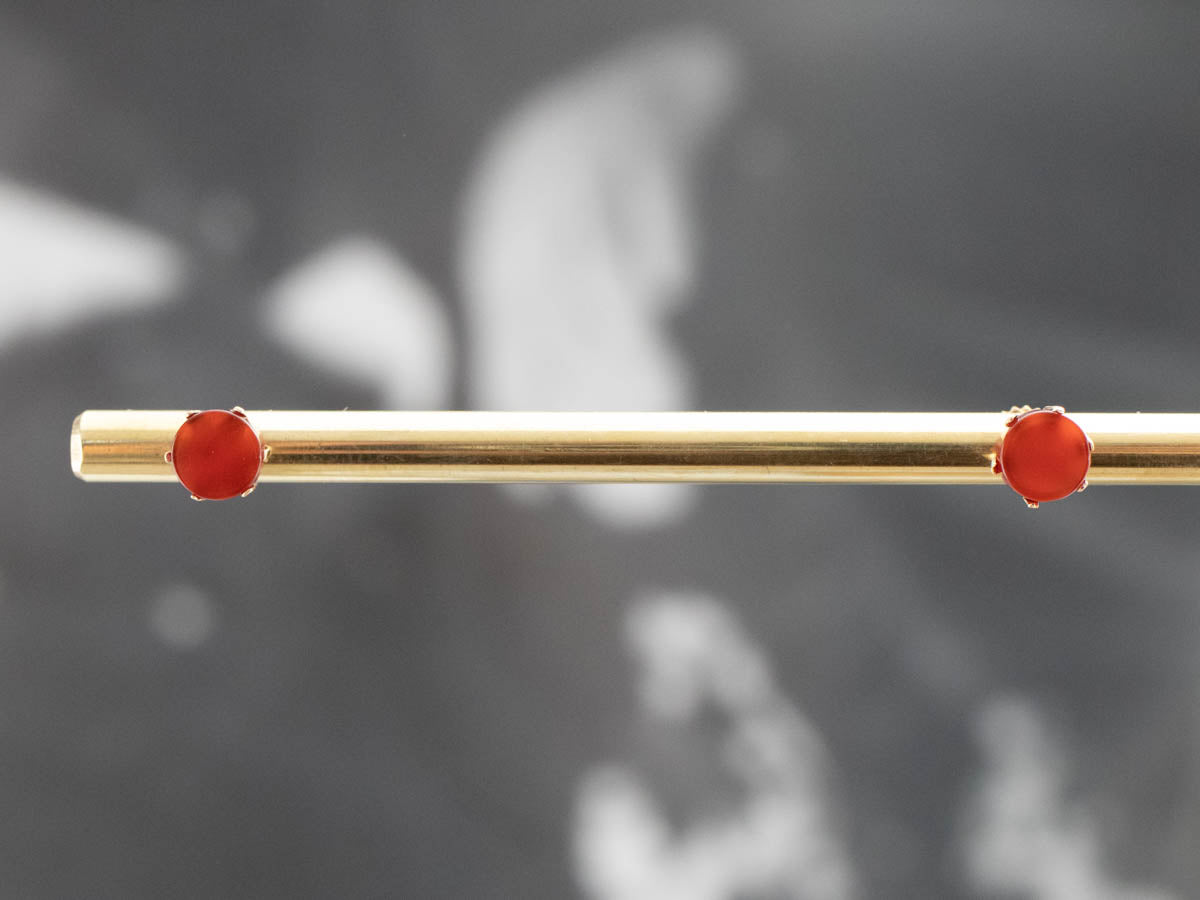Mid Century Carnelian Stud Earrings
