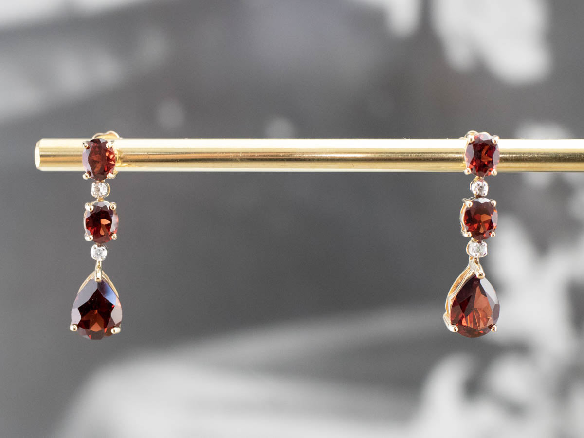Garnet and Diamond Drop Earrings