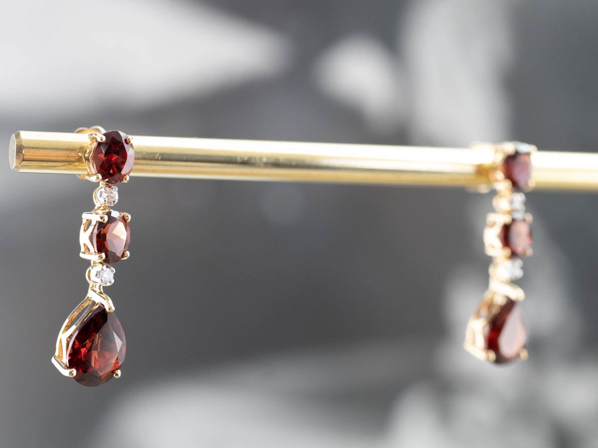 Garnet and Diamond Drop Earrings