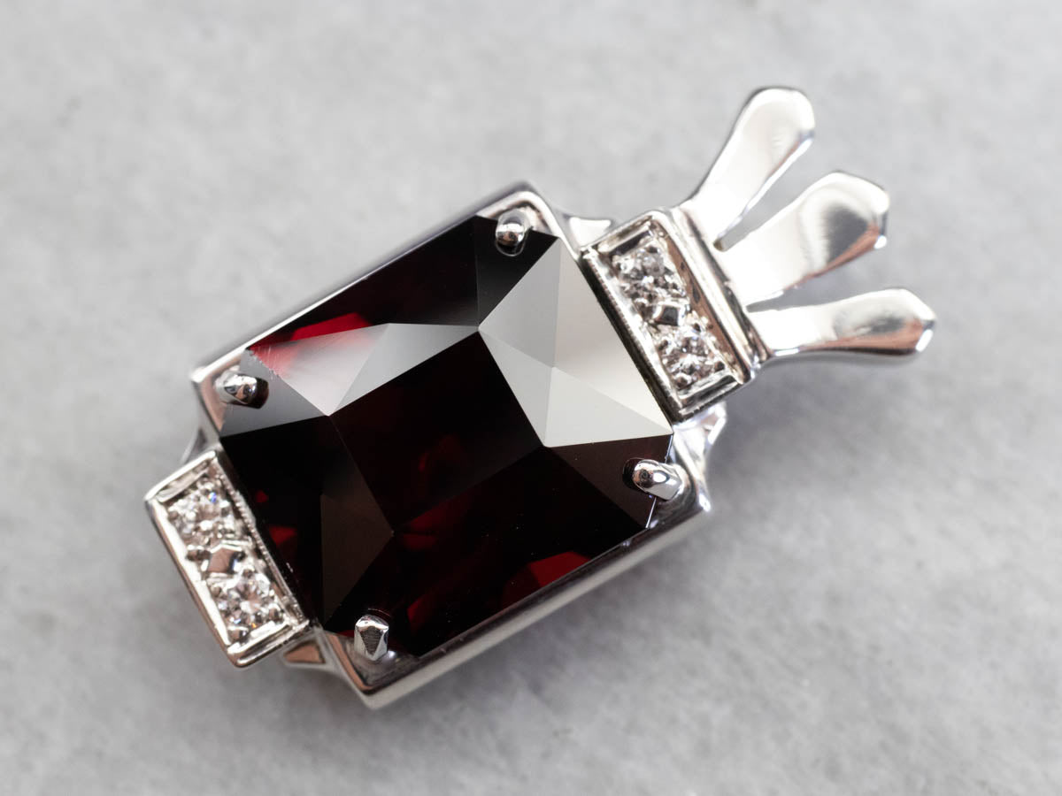 Garnet Diamond White Gold Statement Pendant