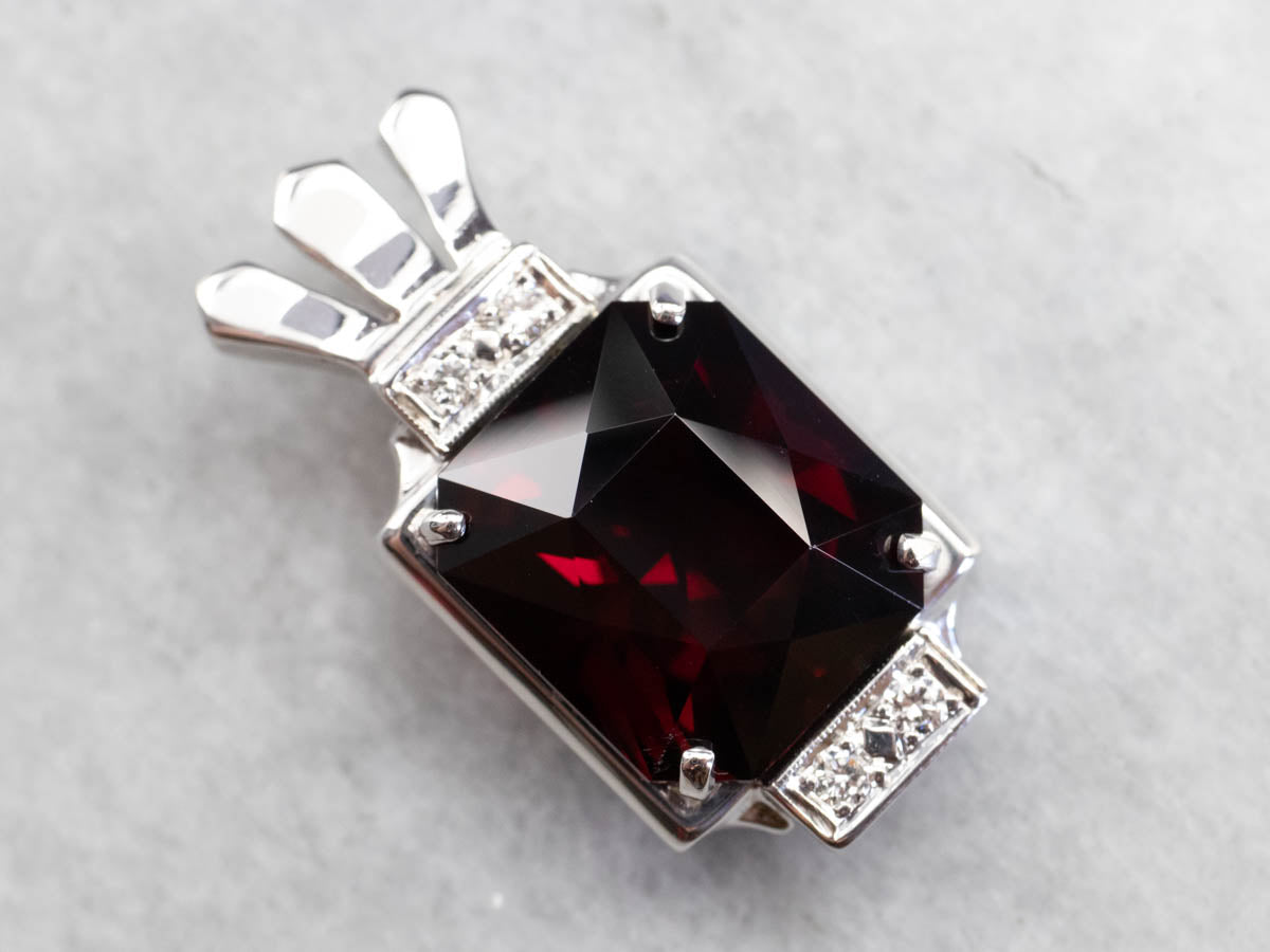 Garnet Diamond White Gold Statement Pendant