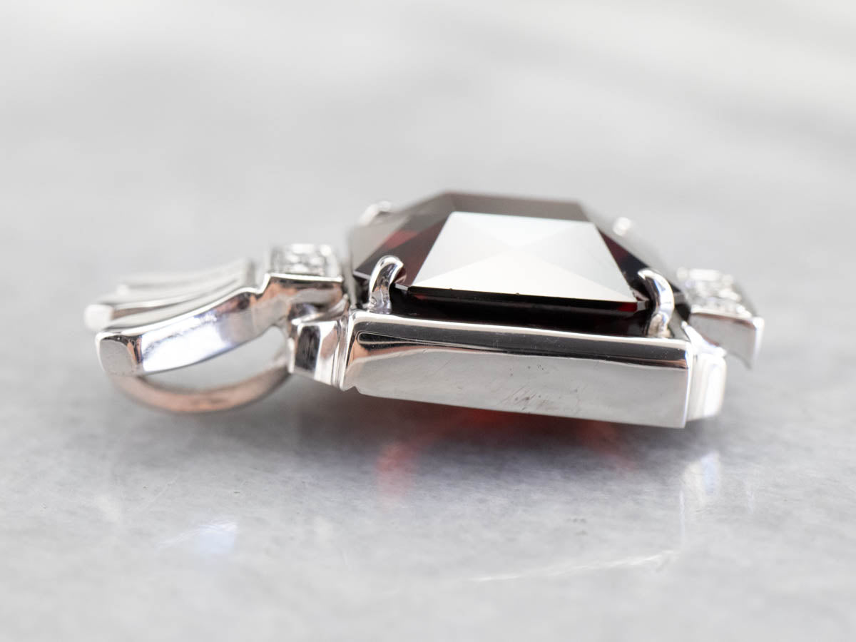 Garnet Diamond White Gold Statement Pendant