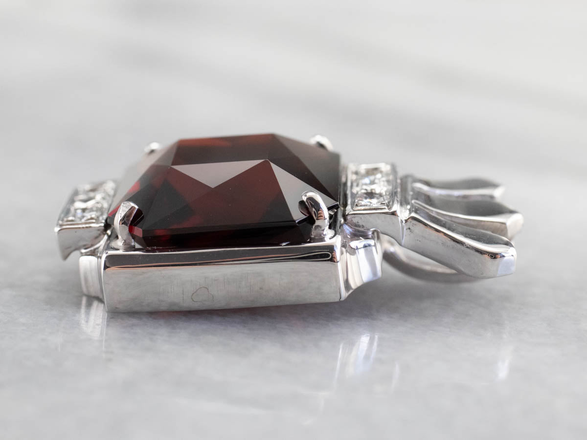 Garnet Diamond White Gold Statement Pendant