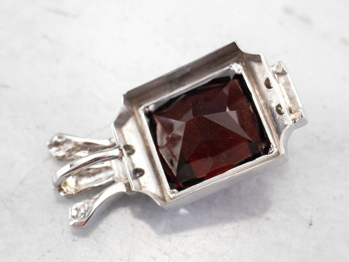 Garnet Diamond White Gold Statement Pendant