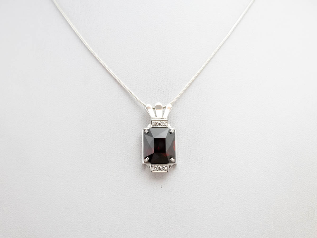 Garnet Diamond White Gold Statement Pendant