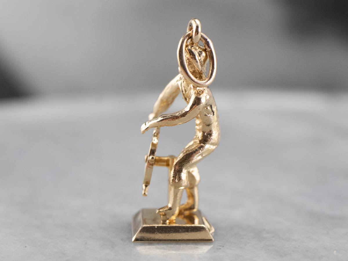 Vintage Sailor with Moving Ship's Wheel Charm