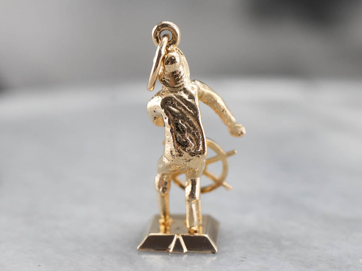 Vintage Sailor with Moving Ship's Wheel Charm