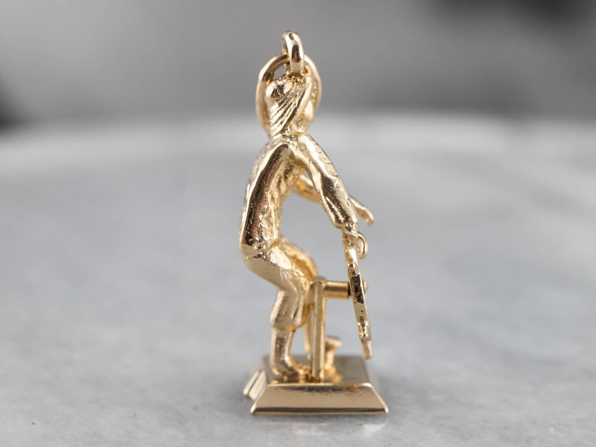 Vintage Sailor with Moving Ship's Wheel Charm