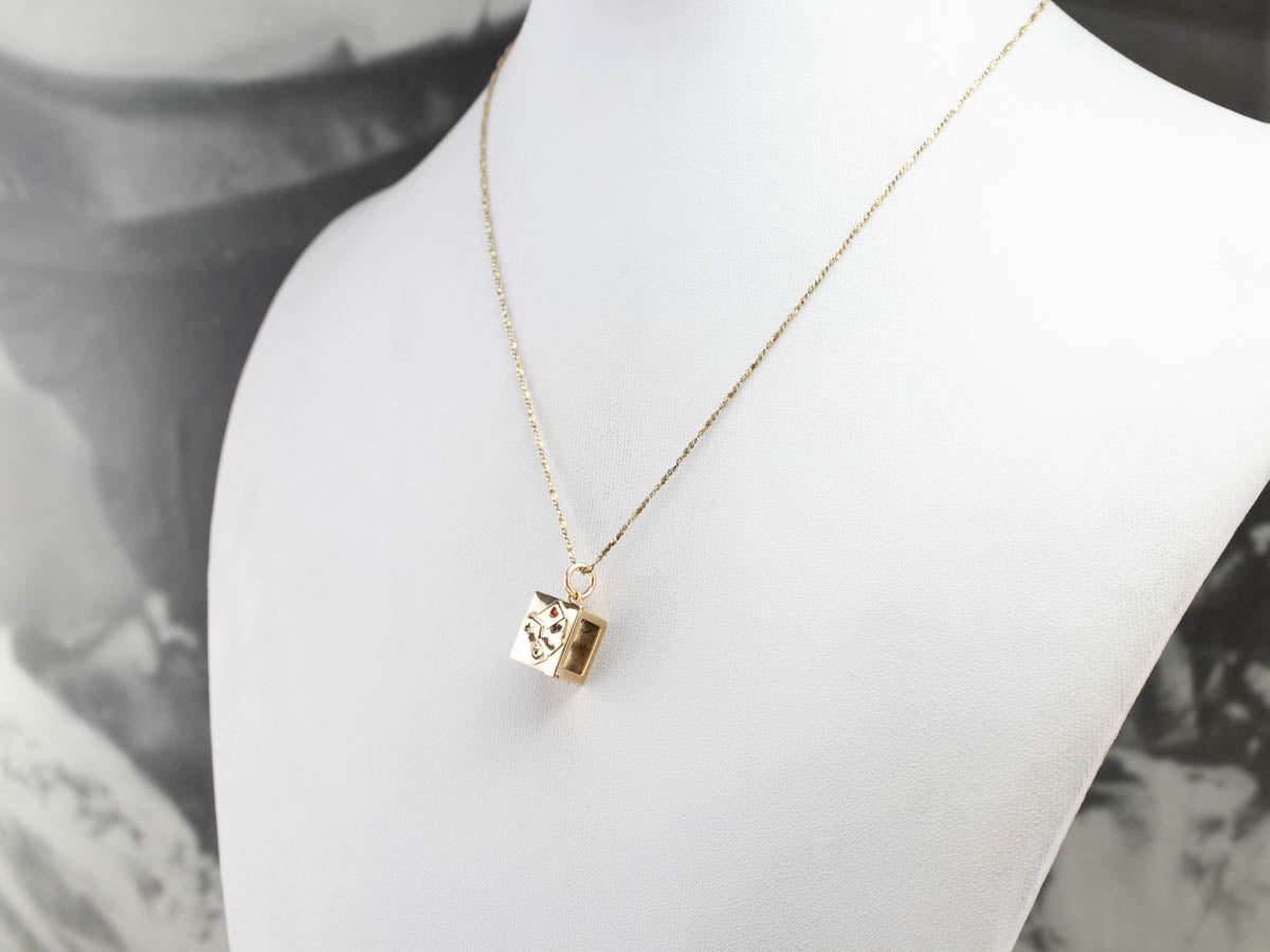 Vintage Enamel Card Box Gold Gambler's Charm