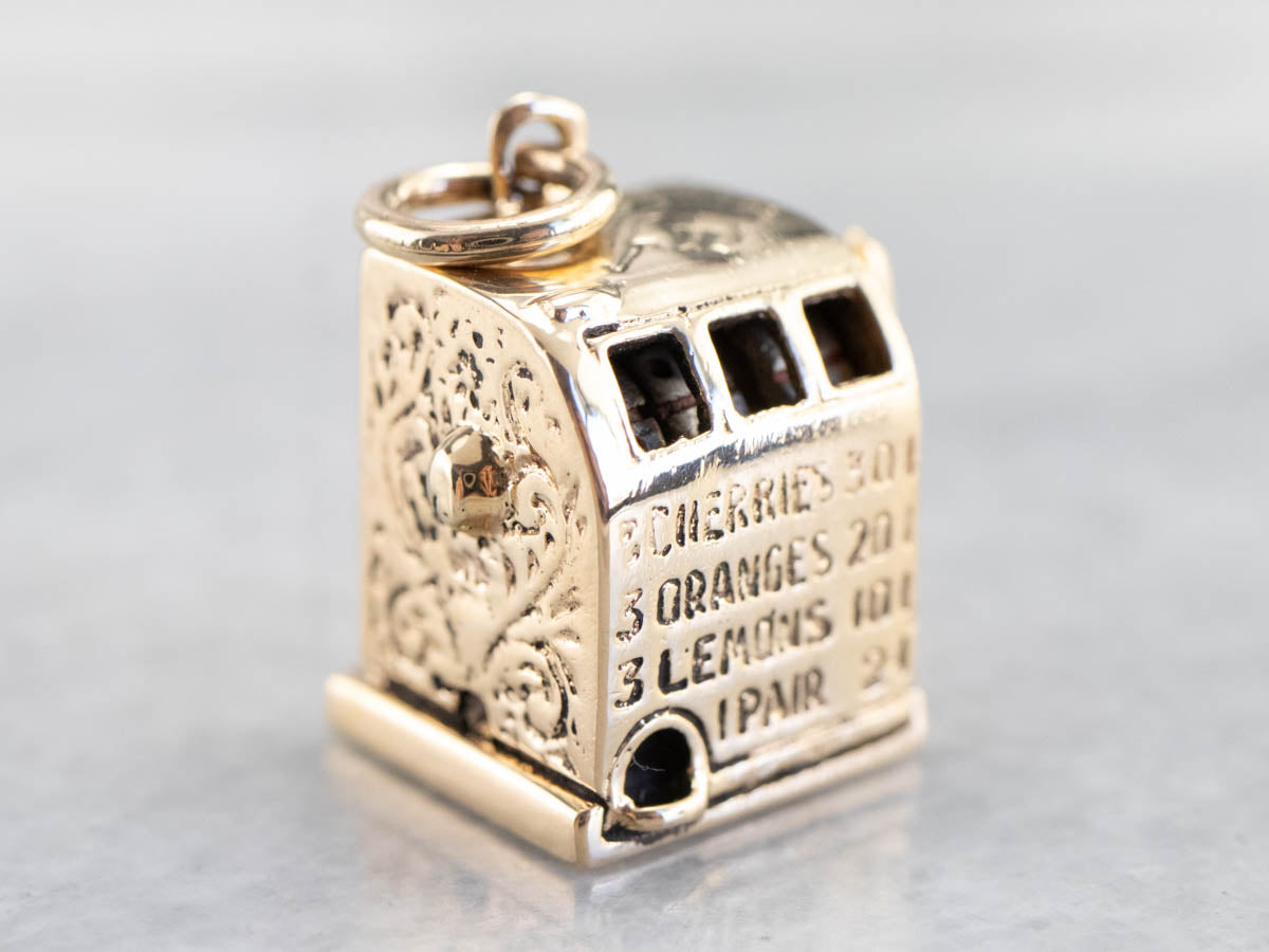 Vintage Working Slot Machine Gold Gambler's Charm