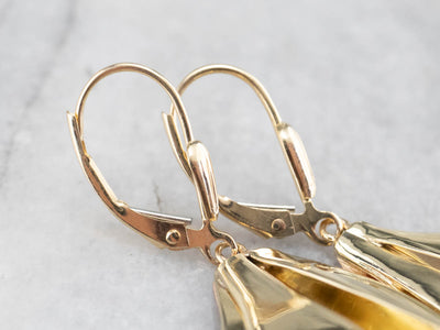 Two Tone Gold Ribbon Drop Earrings