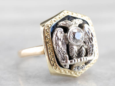 Vintage Diamond Masonic Ring, Gold Ring, Men's Ring, Fraternal Ring,  Statement Ring, Gift for Him, 1JMRXMVA - Etsy