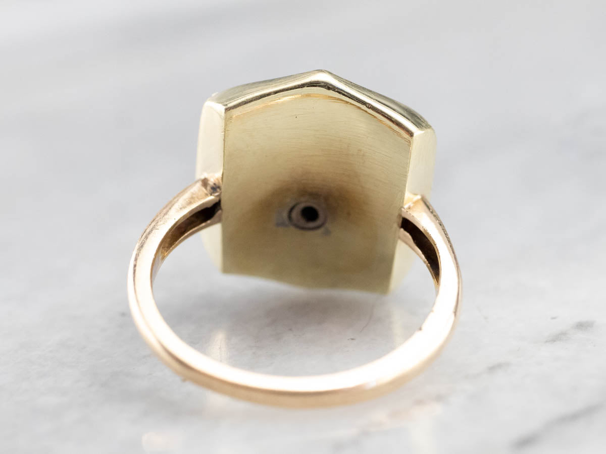 Antique Old Mine Cut Diamond Masonic Ring