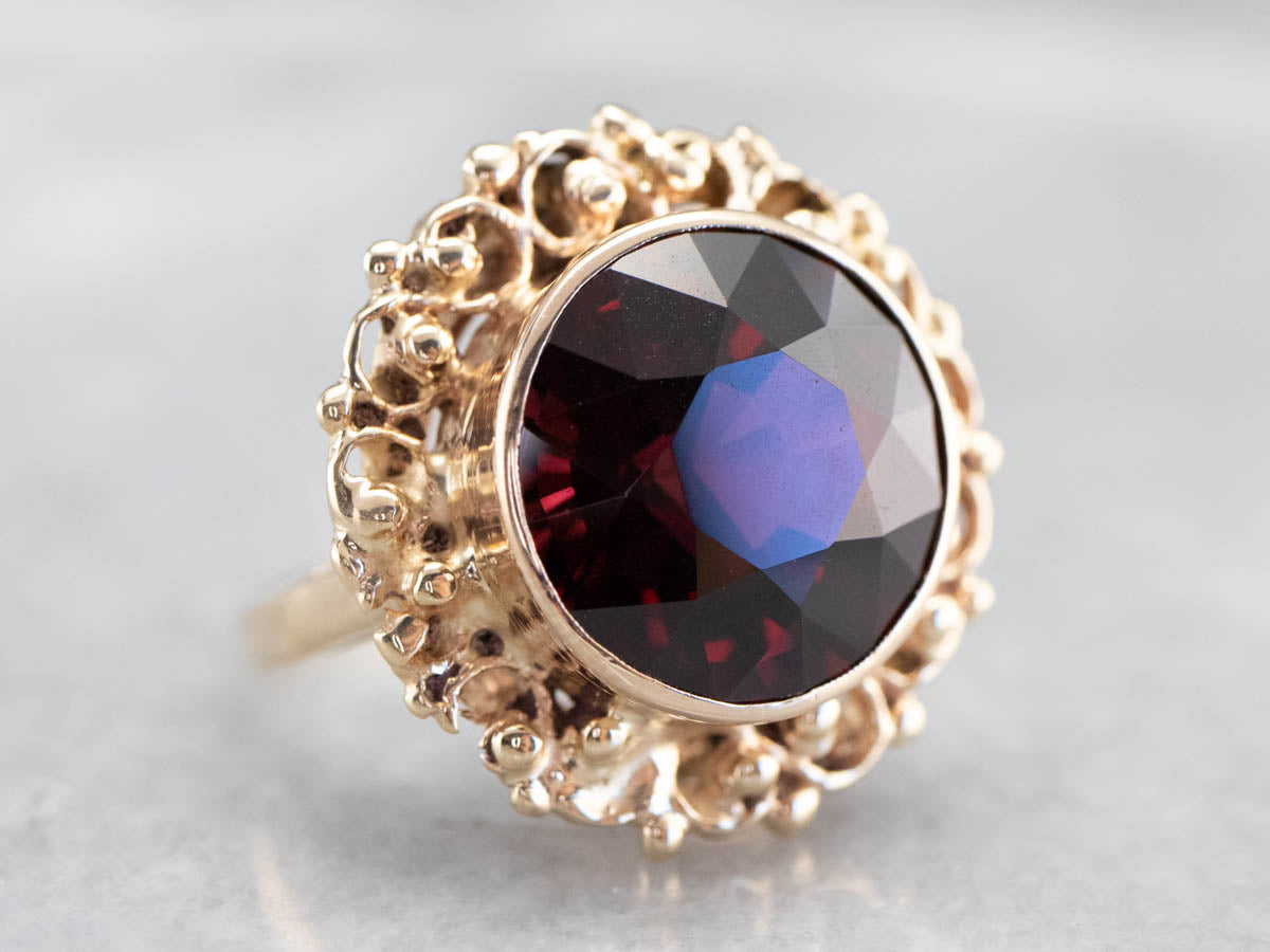 Mid Century Rhodolite Garnet Ring