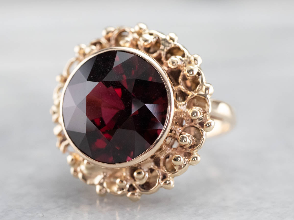 Mid Century Rhodolite Garnet Ring