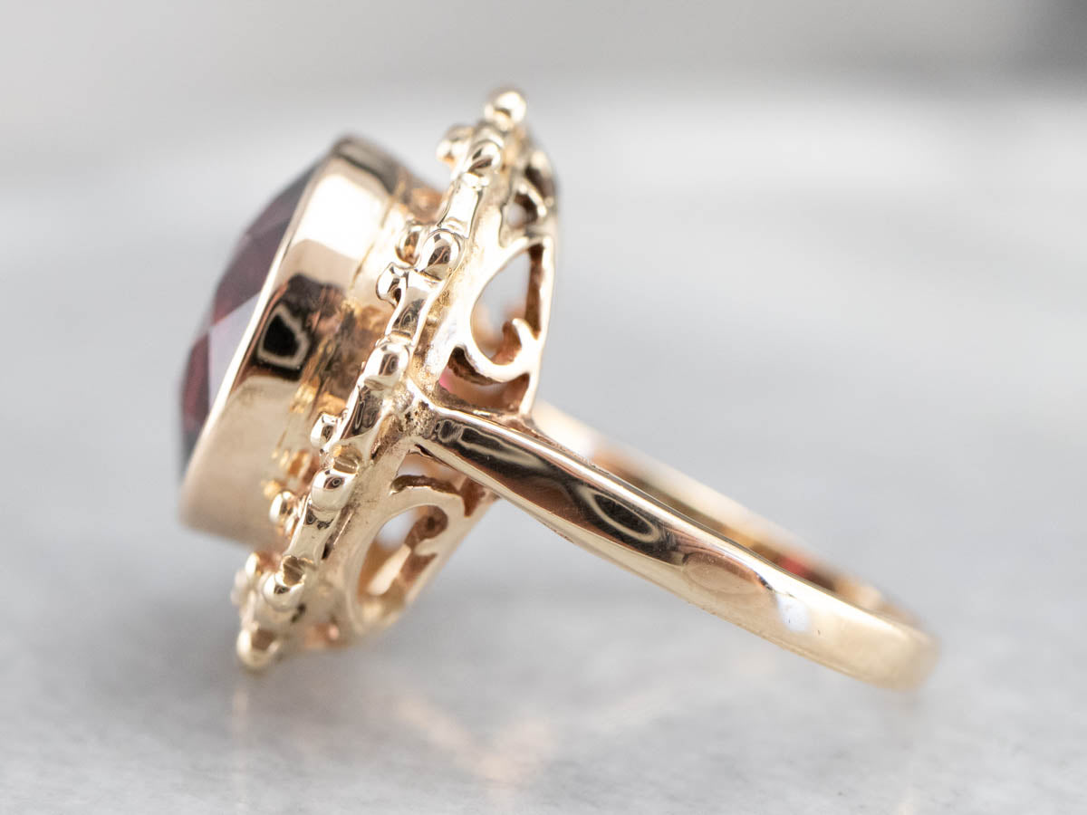 Mid Century Rhodolite Garnet Ring