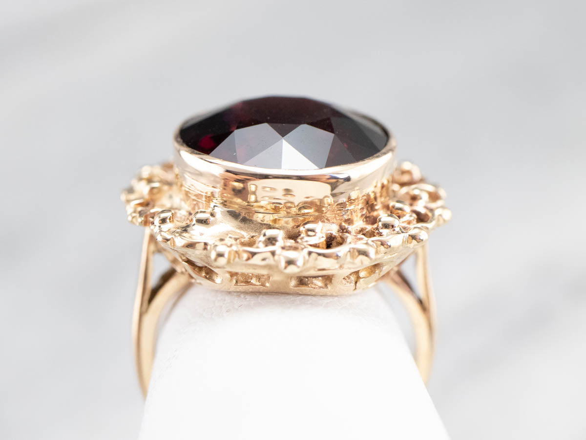 Mid Century Rhodolite Garnet Ring